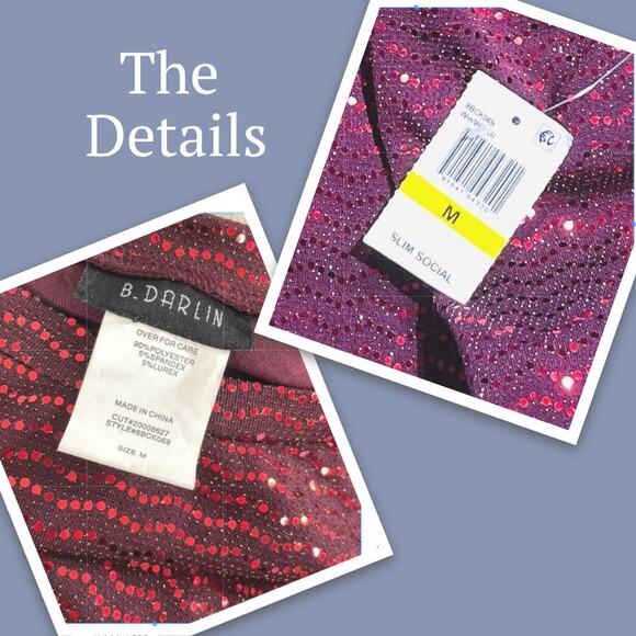 B. Darlin Red Sequin Mini Dress Women M Y2K Vintage NWT - Picture 7 of 10